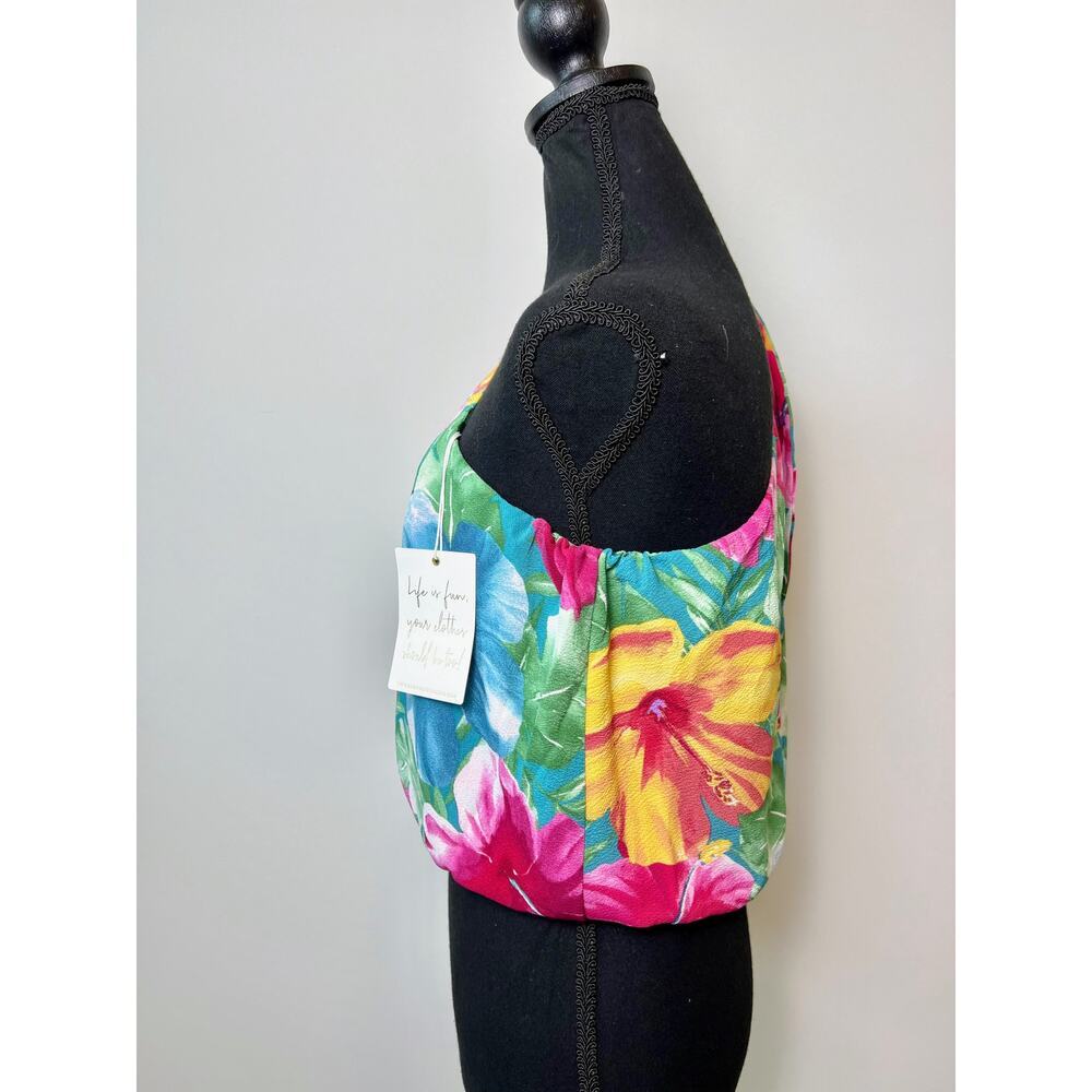 Show Me Your Mumu Heyday One Shoulder Tropical Floral Top Size XL Lined Stretch - Picture 5 of 5